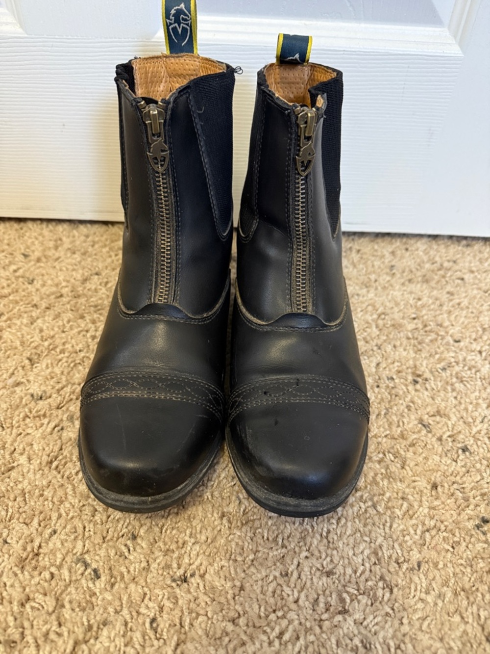 Women's Black Zip-Front Moretta Leather Paddock Boots